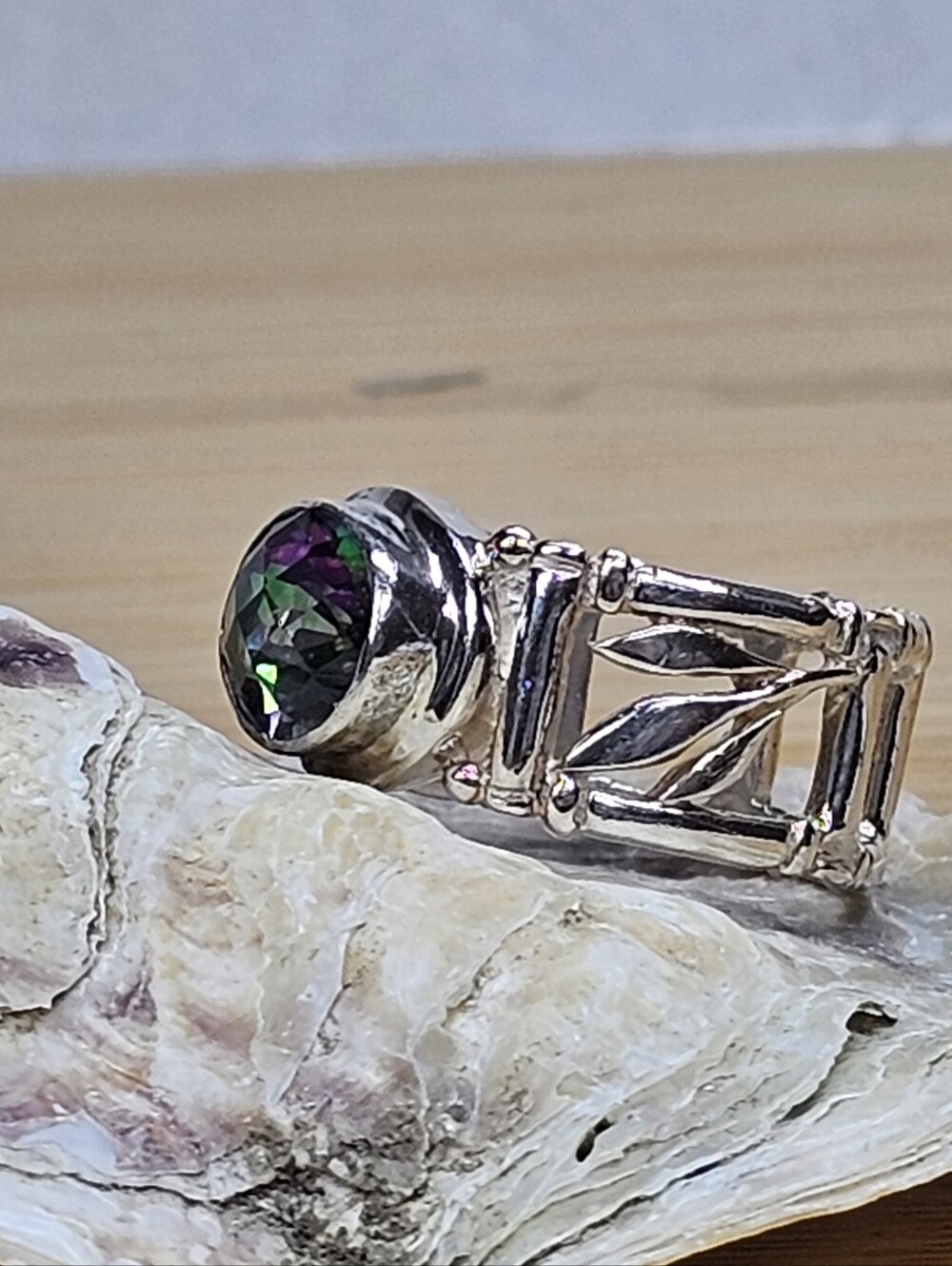 Oval Mystic Topaz 925 Silver Ring Size 6.75 - Picture 5 of 9